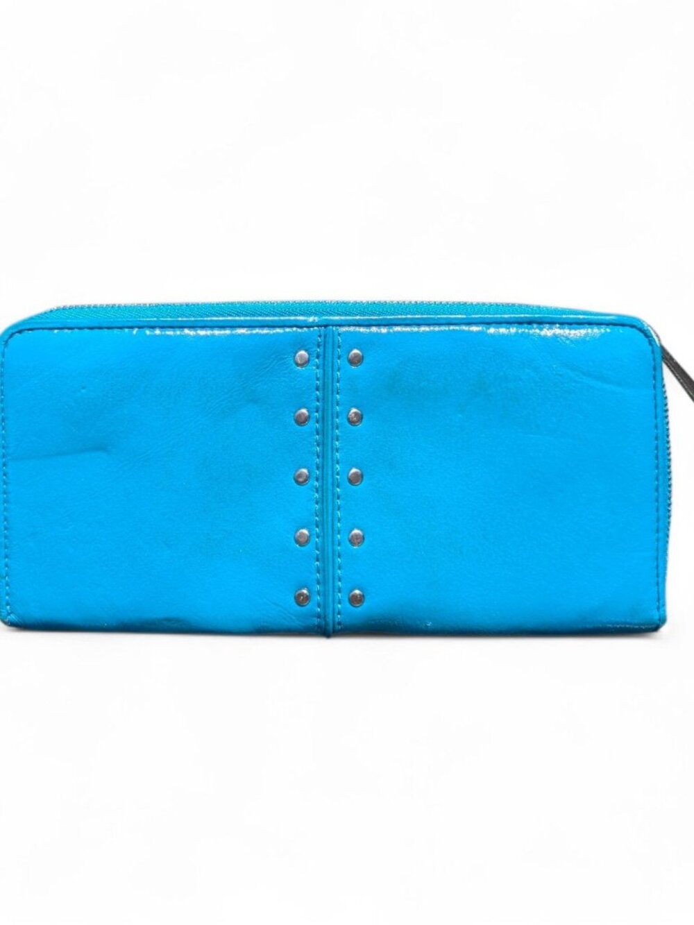 Michael Kors Astor Studded Zip Around Wallet Blue / Turquoise Patent Leather